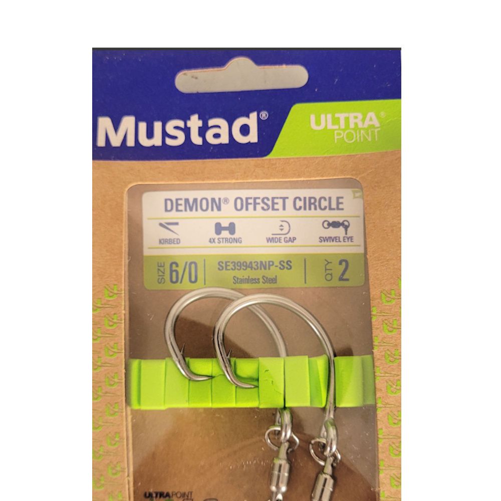 MUSTAD AMI DEMON OFFSET CIRCLE 39943NP CF 2PZ 8/0 MUSTAD AMI DEMON OFFSET CIRCLE 39943NP CF 2PZ 8/0